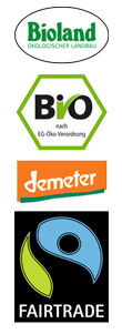 Zertifikate von Bioland, Bio, demeter, Fairtrade